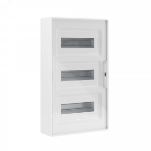 Щит 36 модулей настенный  FRAME, белый, с прозрачной дверцей, с 4 шинами PEN на 8 и 10 отверстий F36W1WT