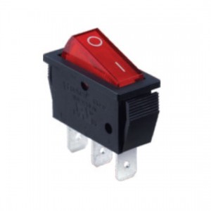 RK1-12 1X1N B/R"0-", Выключатель клавишный ON-OFF с подсветкой цвет корпуса (черный) цвет кнопки (красный)