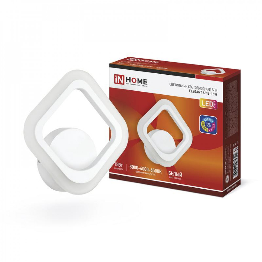 Изображение товара Светильник светодиодный ELEGANT ARIS-15W 15Вт 3000-6500К 1200лм 230В STEP COLOR бел. 4690612035321
