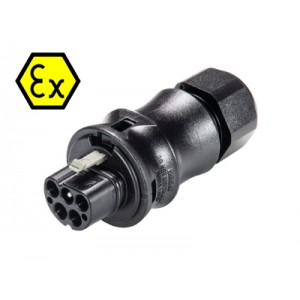 Разъём RST20I5S S1 ZR2 V GL взрывозащита, Взрывозащищенный вилочный разъем на кабель диам. 10-14 мм, IP68(69k), 5 полюсов, винтовая фиксация провода, номинальные характеристики: 250/400V, 20A, цвет: черный, серия RST Ex