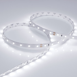 Лента RT 2-5000 24V White6000 (3528, 300 LED, LUX) 011504, Гибкая лента LUX, светодиоды smd 3528, 60шт/м (300шт на 5м), белая плата 8мм, скотч 3М. Цвет БЕЛЫЙ 5800-6500K. Питание 24V, мощность 4.8 Вт/м (24 Вт на 5м), угол 120°, цветопередача CRI>85. Размеры 5000х8x1.8мм. Мин.отрезок 100мм, 6 шт светодиодов. Пакет