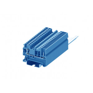 Клемма для разъема TC2.5-2-1-BU, Клемма для подключения внешнего разъема, тип фиксации провода: пружинный, номинальное сечение: 2,5 мм кв., 24A, 500V, ширина: 5,2 мм, цвет: синий, тип монтажа: DIN35