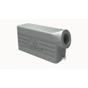 Крышка разъема D24B-SE-2g-M25, Крышка разъема на кабель, типоразмер 24B, без уплотнителя, 1 отверстие с резьбой для кабельных вводов M25x1,5, с боковым расположением, без защелки (упоры под одну защелку), материал корпуса: алюминиевый сплав