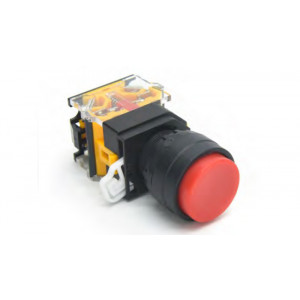 Кнопка DT22A-FLH11/BU, Кнопка управления в сборе, с блокировкой, 24 - 380VAC / DC, 0,6 - 10A, без подсветки, высокая, 1NO1NC, цвет: синий, диаметр отверстия: 22 мм, пластиковая обойма кнопки