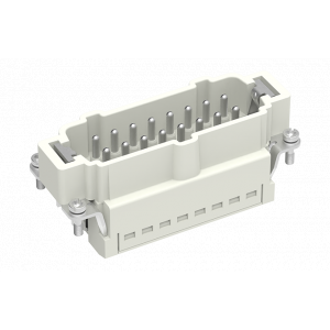 Вилочная контактная вставка SE-016-MZ, Вилочная контактная вставка, Push-in фиксация, 16 полюсов + PE, типоразмер 16B, 500V, 16A, сечение обслуживаемых проводников 0,14-2,5 мм кв, тип покрытия контактов: серебро