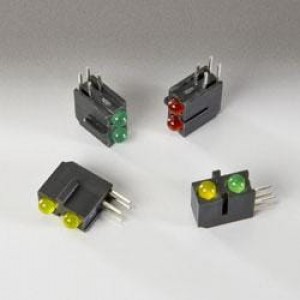 H200CYDL, Светодиодные индикаторы для печатного монтажа LED Assembly, Right Angle, 3mm LED, Bi-Level, 1 Station, Yellow, Diffused Lens, Low Current.