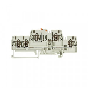 Этажная клемма WKFN 2,5 TKM E1/35, Этажная клемма с ножевым размыкателем, 2 этажа, 2 x 3 точки подключения, тип фиксации провода: пружинный, номинальное сечение: 2,5 мм кв., 20A, 500V, ширина: 5 мм, цвет: серый, тип монтажа: DIN35