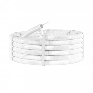 Труба ПЛЛ гибкая гофр. не содержит галогенов д.40мм, ПВ-0, с протяжкой,20м, цвет белый 81840