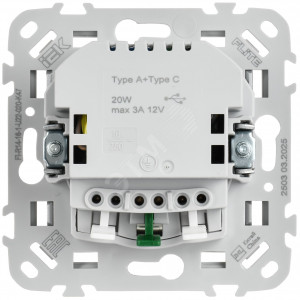 FLITE Розетка 1-местная с заземлением с защитными шторками 16А с USB A+C 20Вт безвинтовое крепление РСЮшс11-1-ФлА алюминий IEK FI-R14-16-1-U22-020-K47