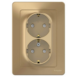 Розетка 2-м СП Blanca 16А IP20 250В с заземл. защ. шторки титан SE BLNRS001124