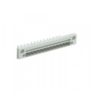 Вилочный разъем в панель 8213 S/14 DFLS M, Вилочный разъем, горизонтальный, в панель, шаг: 5.08 мм, 14 полюсов, фиксация на плате пайкой, исполнение: с маркировкой, 400V, 6,5А, цвет: серый