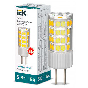 Лампа светодиодная Corn 5Вт капсульная 4000К нейтр. бел. G4 230В керамика LLE-Corn-5-230-40-G4 LLE-CORN-5-230-40-G4