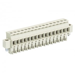 Розетка Wiecon 8813 B / 16 VR F OB, Розеточный разъем, прямой, на кабель, шаг: 3.81 мм, 16 полюсов, фиксация провода винтовая, исполнение: без маркировки, с монтажными фланцами, 250V, 8А, цвет: серый