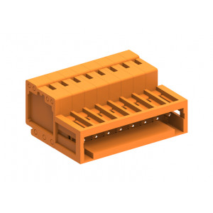 Вилочный разъем на кабель 438424, Вилочный разъем, прямой, на кабель, шаг: 3.81 мм, 24 полюса, фиксация провода пайкой, исполнение: стандартное, 160V, 10A, цвет: оранжевый