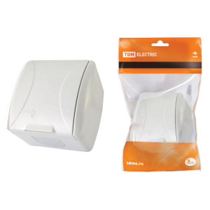 Розетка 2П+З открытой установки IP54 16А с крышкой белая "Селигер" SQ1818-0013