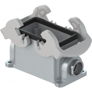 Закрытое основание разъема 70.331.1035.0, Основание разъема на панель, закрытое, типоразмер 10B, с уплотнителем, 1 кабельный ввод M20x1,5, IP54, с левым расположением, с двумя защелками, без защитной крышки, материал корпуса: алюминиевый сплав
