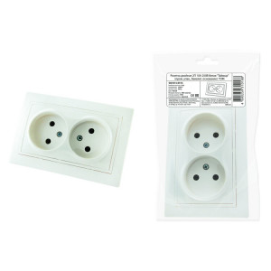 Розетка двойная 2П 10А 250В белая "Таймыр" (пром. упак., бакелит. основание) SQ1814-0513