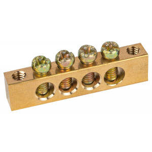 Шина NO-122-01 PEN земля-ноль 6х9мм 4/2 латунная с креплениями по краям Б0047215