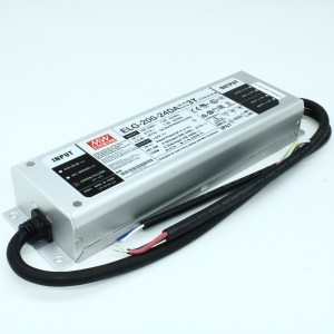 ELG-200-24DA-3Y, AC-DC, 201.6Вт, IP67, вход 100…305В AC, 47…63Гц/142…431В DC, ККМ, выход 12...24В/8.4А, изоляция 3750В AC, в кожухе 244х71х37.5мм, -40…+85°С (корпус), DALI димминг, с проводом заземления
