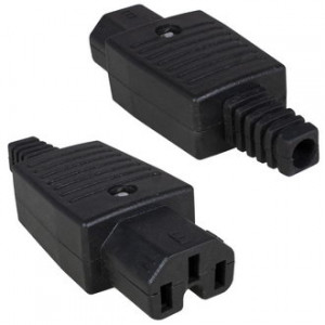 AC-001, Разъем питания серии AC, розетка 3-х полюсная на кабель, 10А 250В