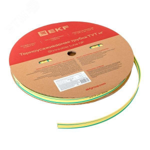 Термоусаживаемая трубка ТУТ нг 16/8 жел-зел рулон PROxima tut-16-yg