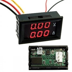 0-100V 0-10A RED, Ампер-вольтметр DC 0-10А/0-100В LED красный 2-х строчный