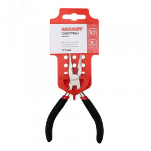 Тонкогубцы мини 120мм никелированные, авторазжим, обливные рукоятки 12-4604