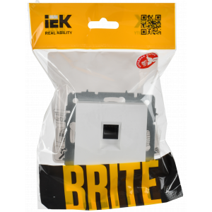 BRITE Розетка компьютерная RJ45 кат.6 РК11-БрАБ арктический белый IEK BR-K10-2-K91
