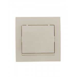 DERIY Розетка с/з с крышкой ПБТ крем 702-0303-123