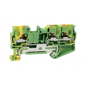 Заземляющая клемма UJ6-4/1X2JD, Заземляющая клемма, 3 точки подключения, тип фиксации провода: Push-in, номинальное сечение: 4 мм кв., ширина: 6,2 мм, цвет: желто-зеленый, тип монтажа: DIN35