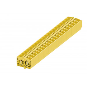 Проходная клемма (MINI) 254345, Проходная клемма, MINI, верхний подвод кабеля, 4 точки подключения, тип фиксации провода: пружинный, номинальное сечение: 2,5 мм кв., 24A, 800V, ширина: 10 мм, цвет: желтый, тип монтажа: якорная защелка в панель