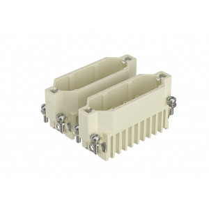 Вилочная контактная вставка HD-050-MC, Вилочная контактная вставка, обжимная фиксация, 50 полюсов + PE, типоразмер 32A, 250V, 10A, (обжимные контакты поставляются отдельно)