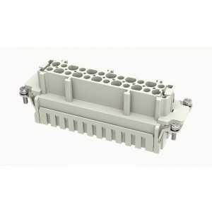 Розеточная контактная вставка DE-024-FS, Розеточная контактная вставка, пружинная фиксация, 24 полюса + PE, типоразмер 24B, 500V, 16A, сечение обслуживаемых проводников 0,75-2,5 мм кв, тип покрытия контактов: серебро