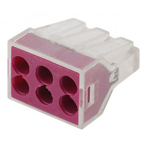 NO-222-28 Клемма СМК, серия 106, 6 отверстий, 1.0-2.5мм2 (упак. 4 шт.) (4/3600/64800) Б0033401