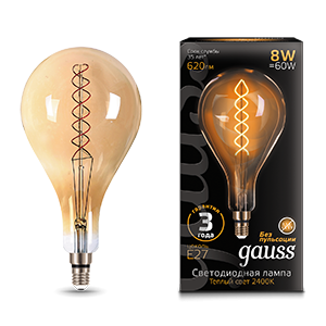 Лампа LED Vintage Filament Flexible A160 8W E27 160*300mm Golden 620lm 2400K 1 150802008