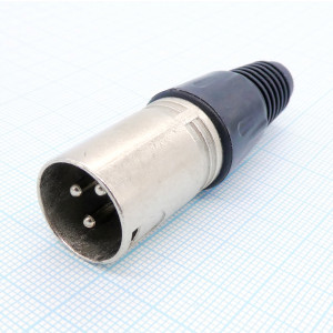 XLR1-3M пласт, Разъем XLR вилка кабельная 3 контакта под пайку