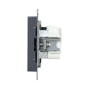 Механизм розетки, 16А, без заземления, без шторок, графит Эпика EKF UP1-SOG-100