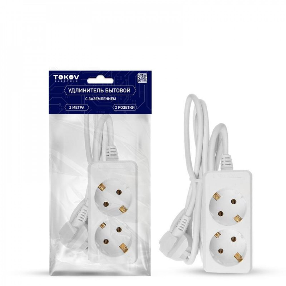 Изображение товара Удлинитель 2х1.5м с заземлением TOKOV ELECTRIC TKE-C01-BU2-1.5-075-Z