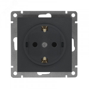 Розетка одноместная UNIVersal серия Афина с/з, с/у, 16А, 220В, графит (еврослот), механизм A0028-Gr