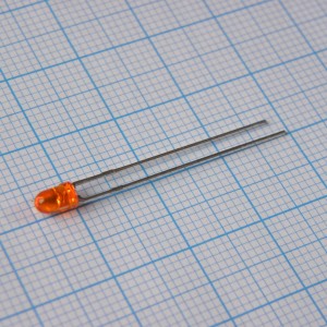 L-7104NT, Светодиод 3мм/оранжевый/602нм/20-50мкд/прозрачный оранжевый/34°