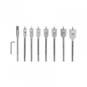 Набор сверл перовых по дереву 9 предметов: 14-16-18-20-22-25-30х152 мм, удлинитель, ключ угловой KR-91-0762