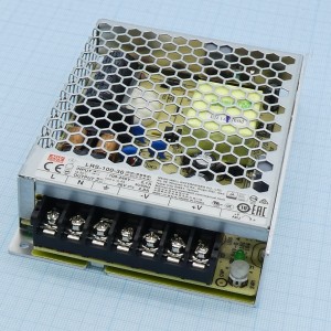 LRS-100-36, AC-DC, 100.8Вт, вход 85…264В AC, 47…63Гц / 120…370 В DC, выход 36В/2.8A, рег. вых 32.4…39.6В, изоляция 4000В AC, КПД 90.5%, в кожухе 129х97х30мм, -30…+70°С