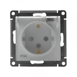 Розетка 1-м СП AtlasDesign Aqua 16А IP44 с заземл. защ. шторки с крышкой механизм бел. SE ATN440146