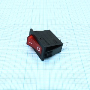 RK1-16 1X1 B/R"0-", Выключатель клавишный ON-OFF без подсветки цвет корпуса (черный) цвет кнопки (красный)