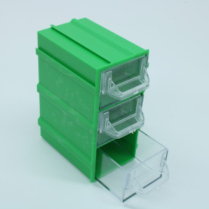 Бокс для р/дет К- 4 прозрачные/зеленые, Пластиковый контейнер для хранения крепежа, радиоэлектронных комплектующих, любых небольших деталей
