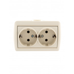Розетка 2-м ОП Nata 16А IP20 с заземл. керамика крем. 710-0300-127