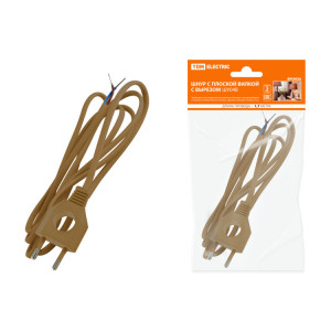Шнур с плоской вилкой с вырезом ШУ04 ШВВП 2х0,75мм2 1,7 м. бронза SQ1305-0033