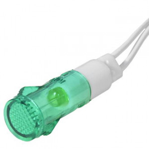 N-327-G, Лампа неоновая 125/ 220В в корпусе на защелках в отверстие 10.2мм, зеленый