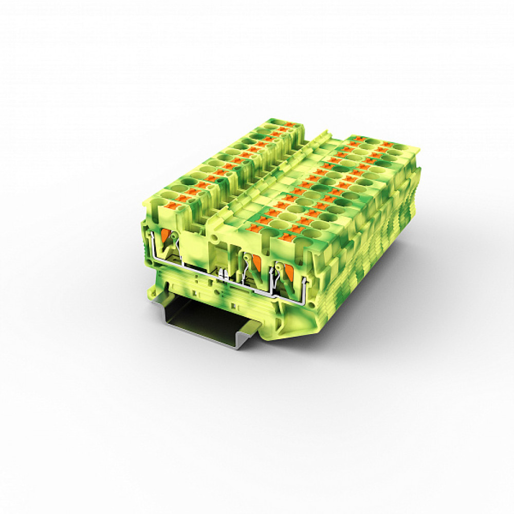 Изображение товара Заземляющая клемма UPT-2.5/1-2PE с тремя точками подключения для DIN35