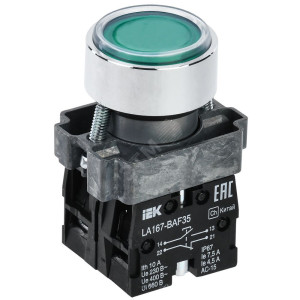Кнопка LA167-BAF35 d=22мм 1з+1р зеленая BBT20-BAF35-3-22-67-K06
